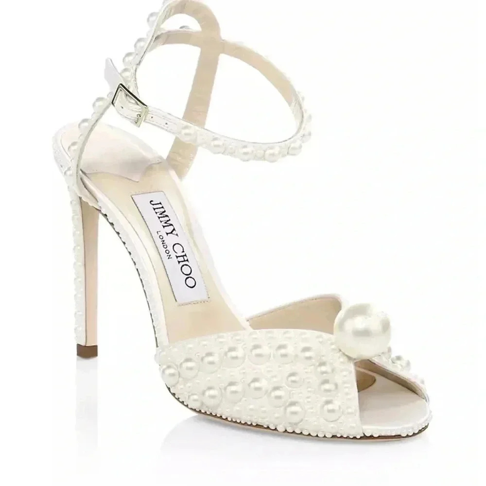 🤍🤍🤍 Jimmy Choo Sacora 100MM Emebellished Sandals